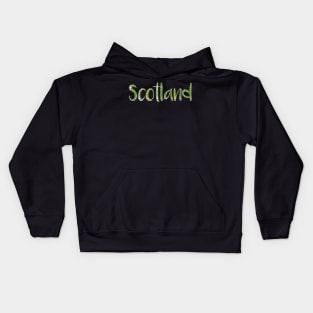 SCOTLAND, Green and Yellow Tartan Style Design Kids Hoodie